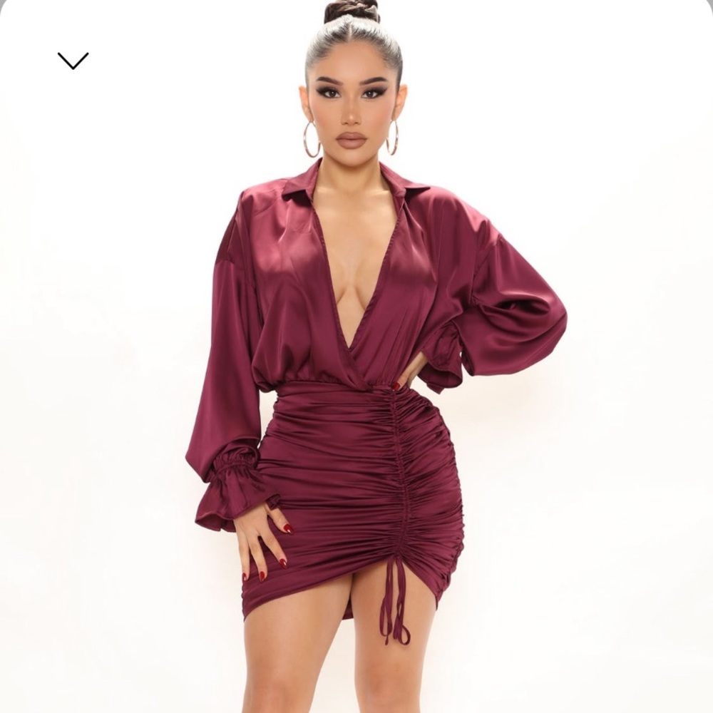 Girlfriend Material Satin Mini Dress - plum